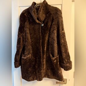 Vintage Brown Real Fur Coat, size 16